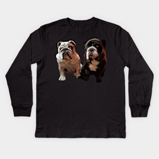 two cute black dogs-vector art Kids Long Sleeve T-Shirt